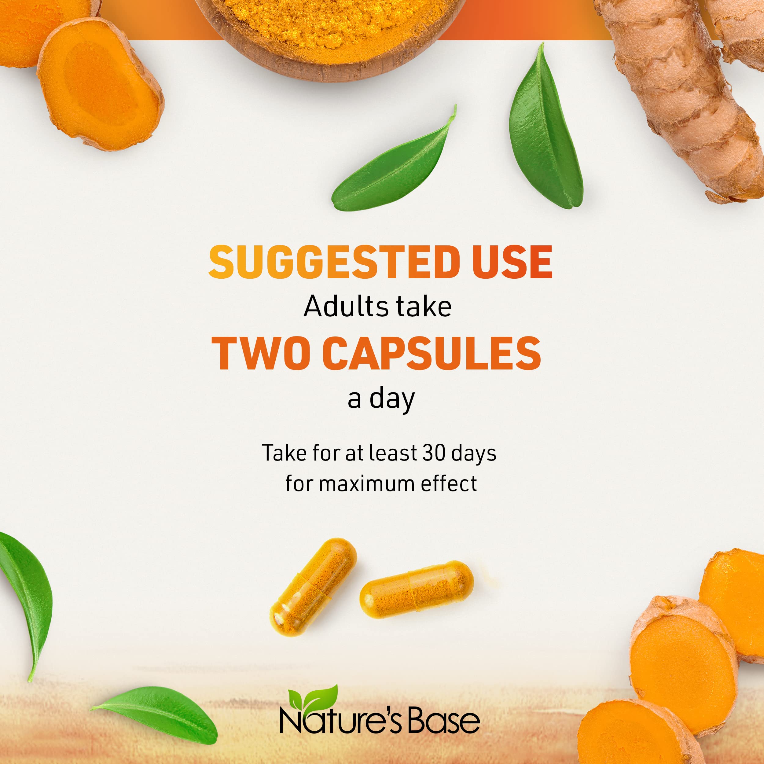 Nature's Base Turmeric Supplement bottle side view