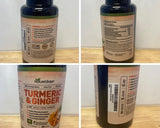 Nature's Base Turmeric Supplement capsules on a wooden table