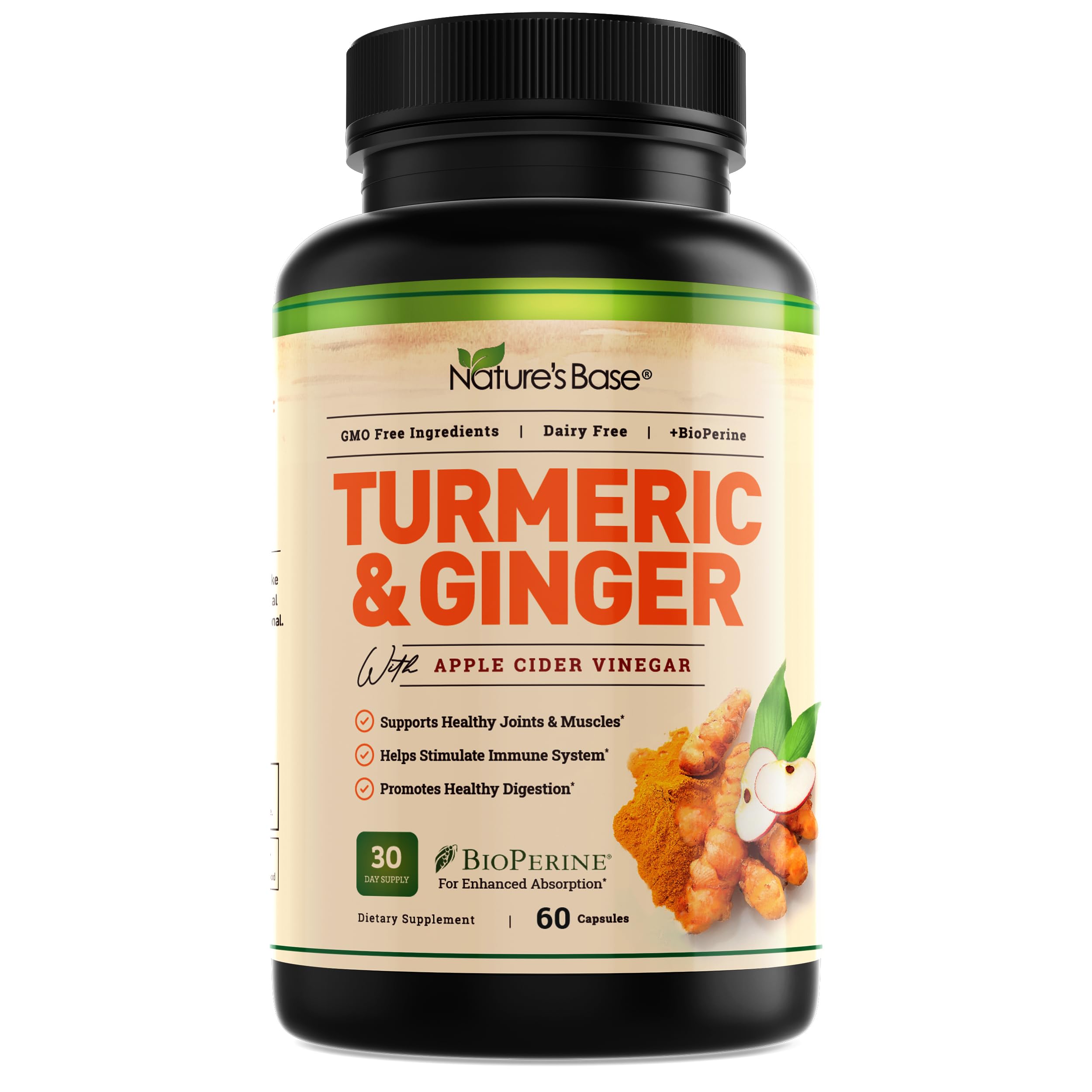 Nature's Base Turmeric Supplement front view with packaging