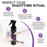 Nature's Beauty Lavender Chamomile Sleep Spray lifestyle scene on bedside table
