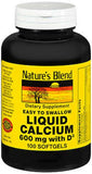 Nature's Blend Calcium Liquid 600 mg with D3 400 IU 100 Softgel packaging