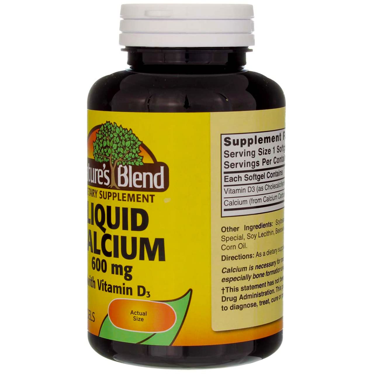 Nature's Blend Calcium Supplement softgel in hand