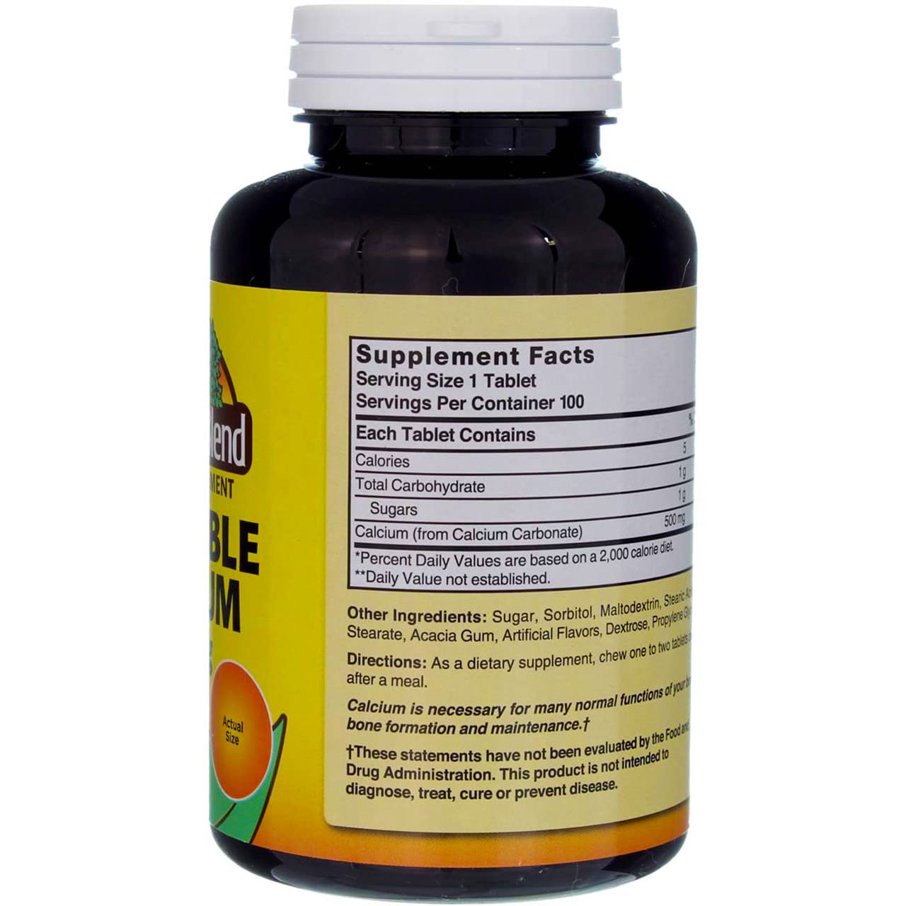 Nature's Blend Chewable Calcium Tablets with a glass of water