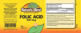 Nature's Blend Folic Acid 400 mcg tablets packaging