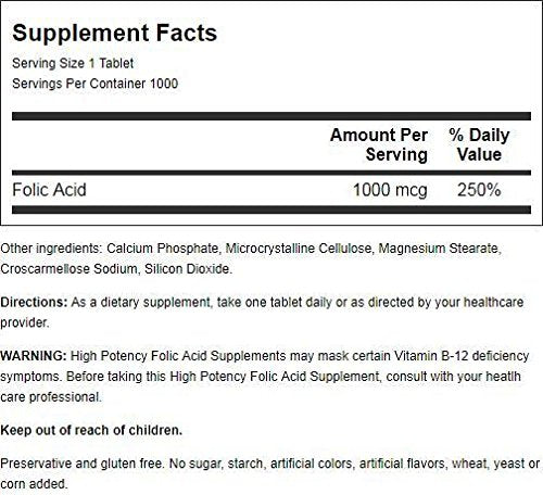 Nature's Blend Folic Acid Tablets 1000 mcg close-up of tablet