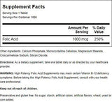 Nature's Blend Folic Acid Tablets 1000 mcg close-up of tablet