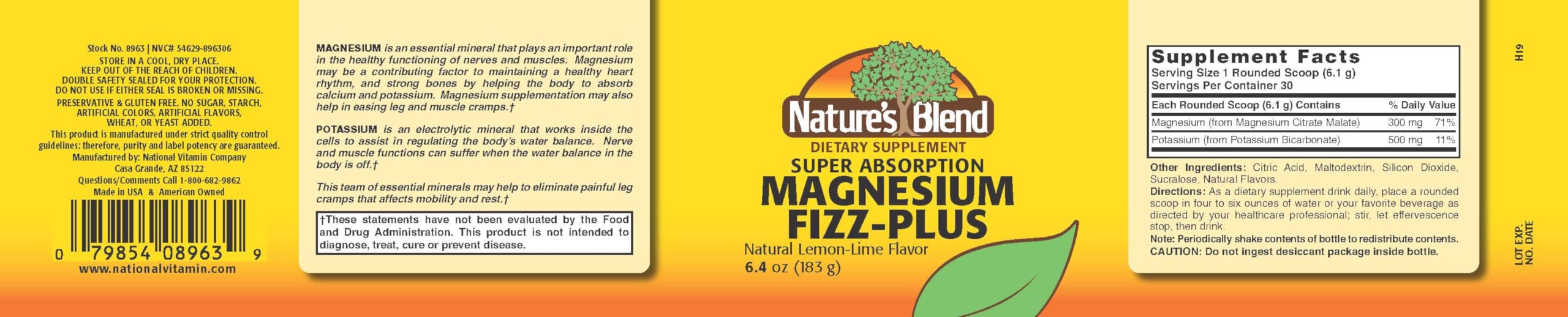 Nature's Blend Magnesium Fizz-Plus packaging and scoop