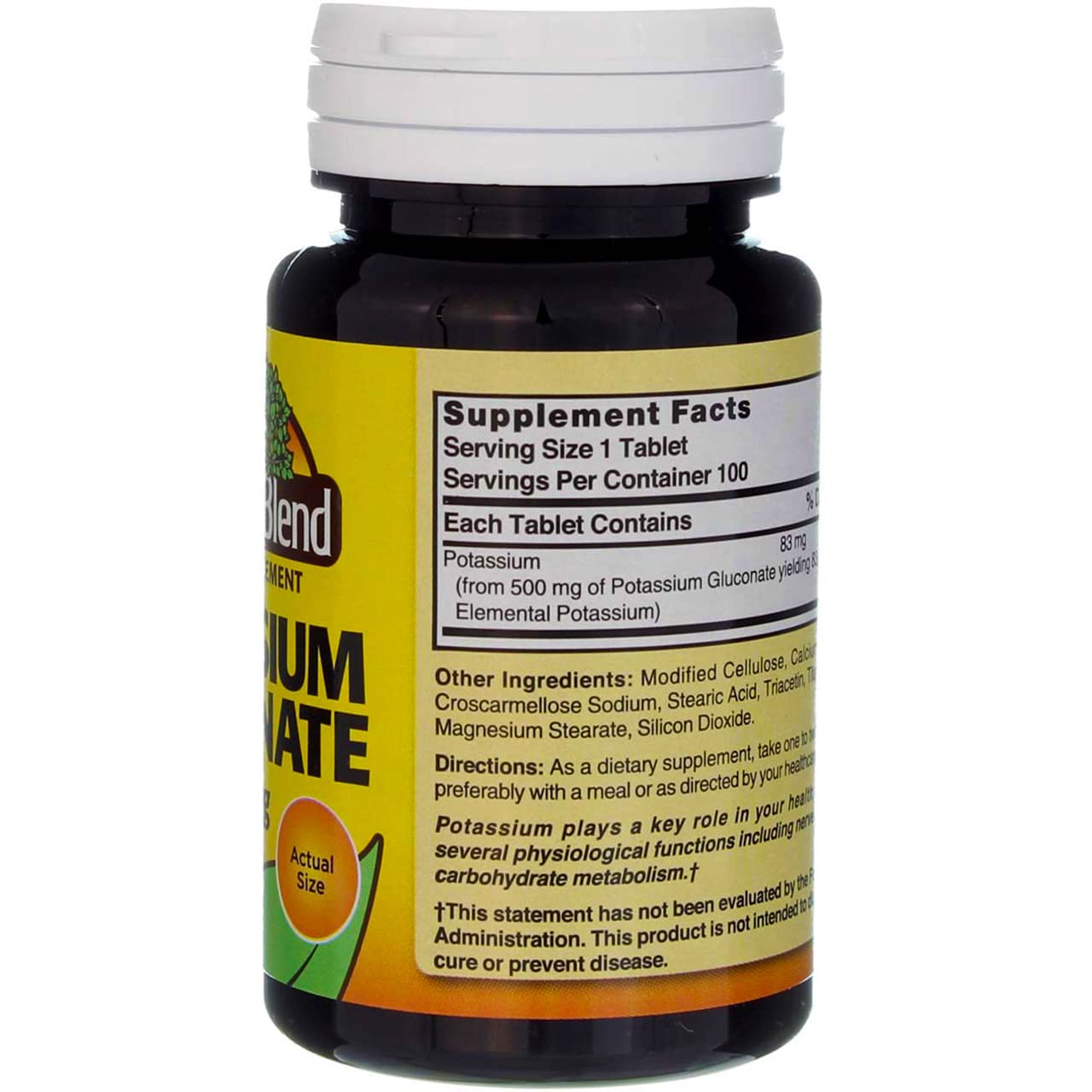 Nature's Blend Potassium Gluconate bottle cap view