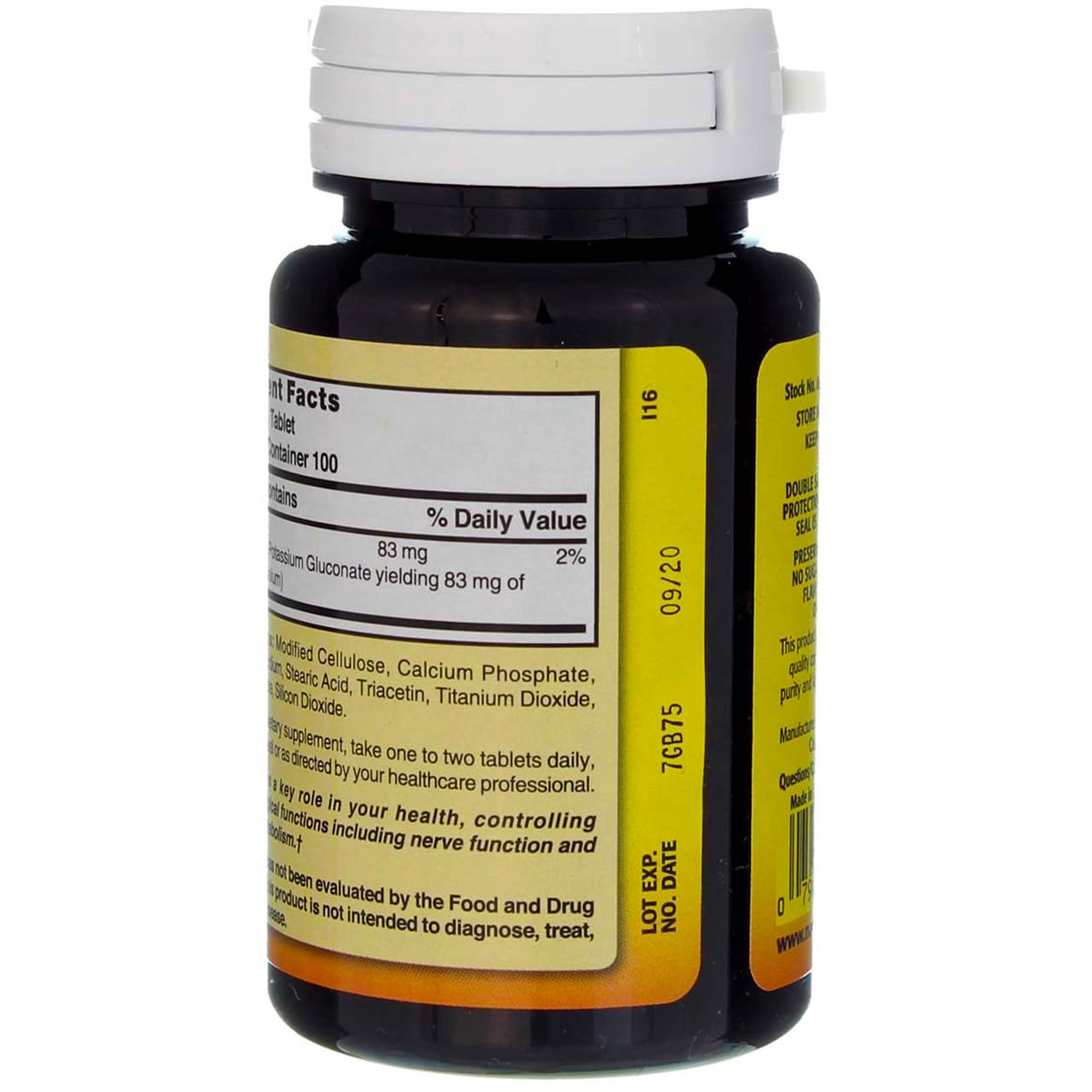 Nature's Blend Potassium Gluconate nutritional information
