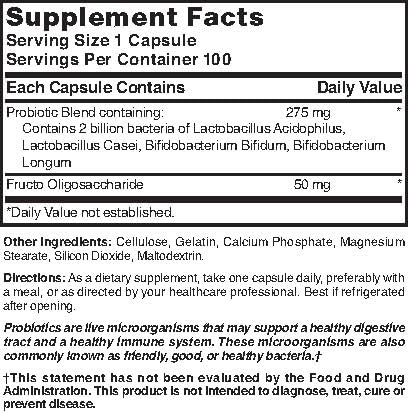 Nature's Blend Probiotic Blend 100 Capsules packaging