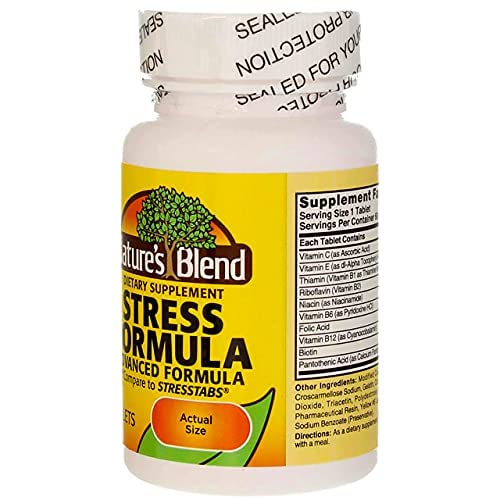 Nature's Blend Stress Formula nutritional supplement back view