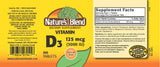 Nature's Blend Ultra Strength Vitamin D3 5000 IU tablets close-up