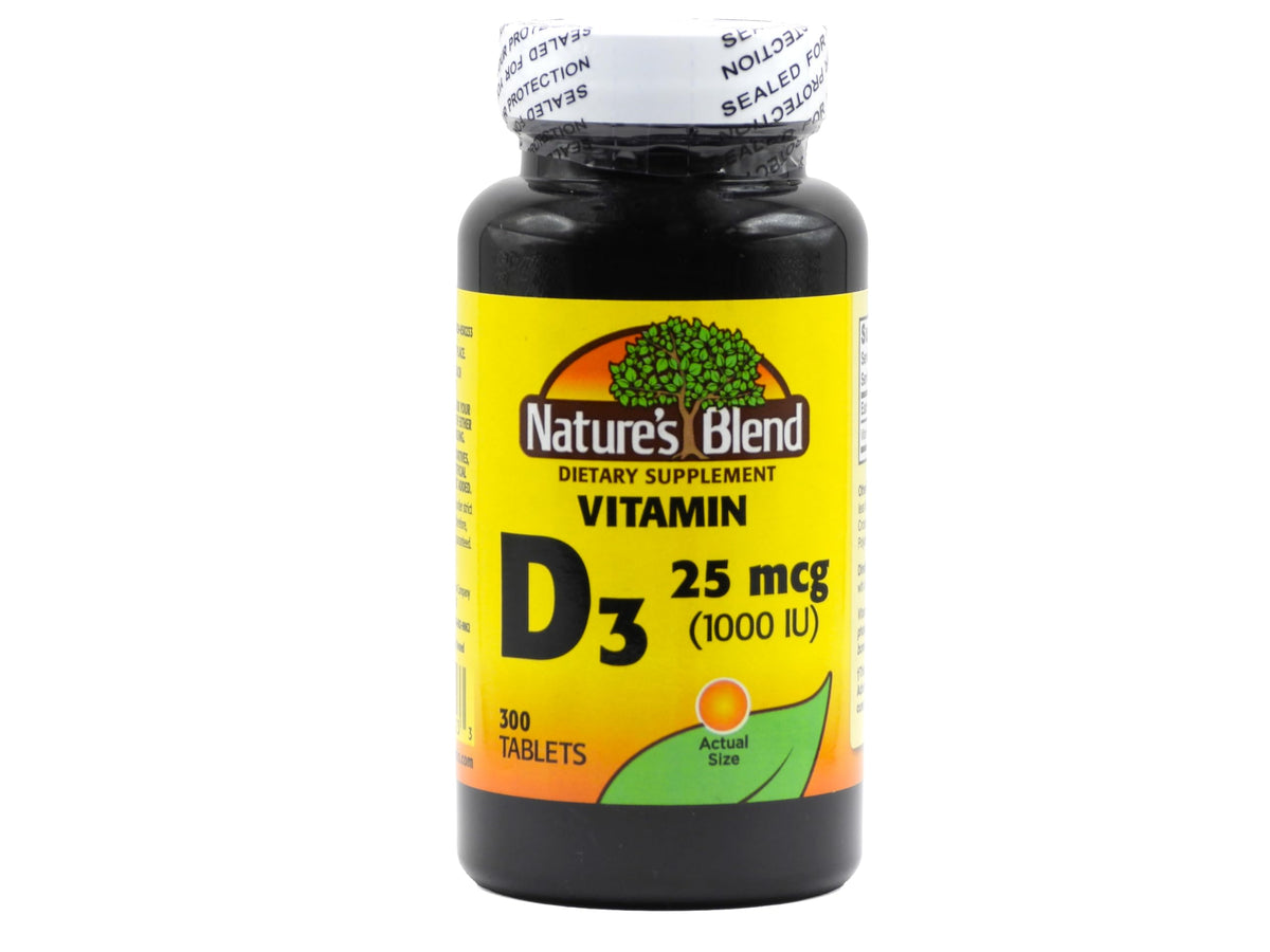Nature's Blend Vitamin D3 1000 IU 300 Tablets front view