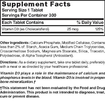 Nature's Blend Vitamin D3 1000 IU tablets on a wooden surface