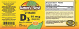 Nature's Blend Vitamin D3 Softgels showing softgel size and shape