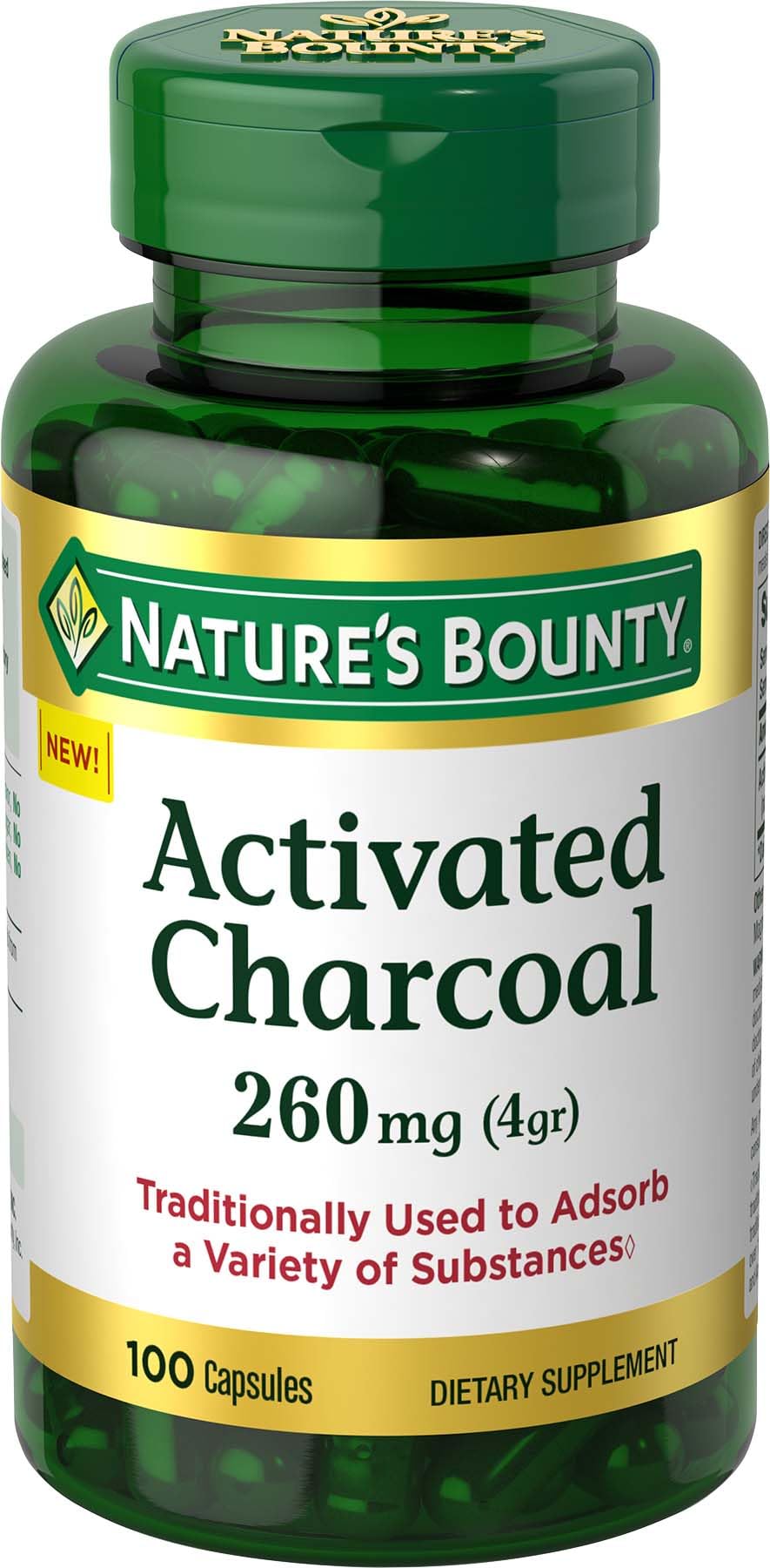 Nature's Bounty Activated Charcoal Capsules front view