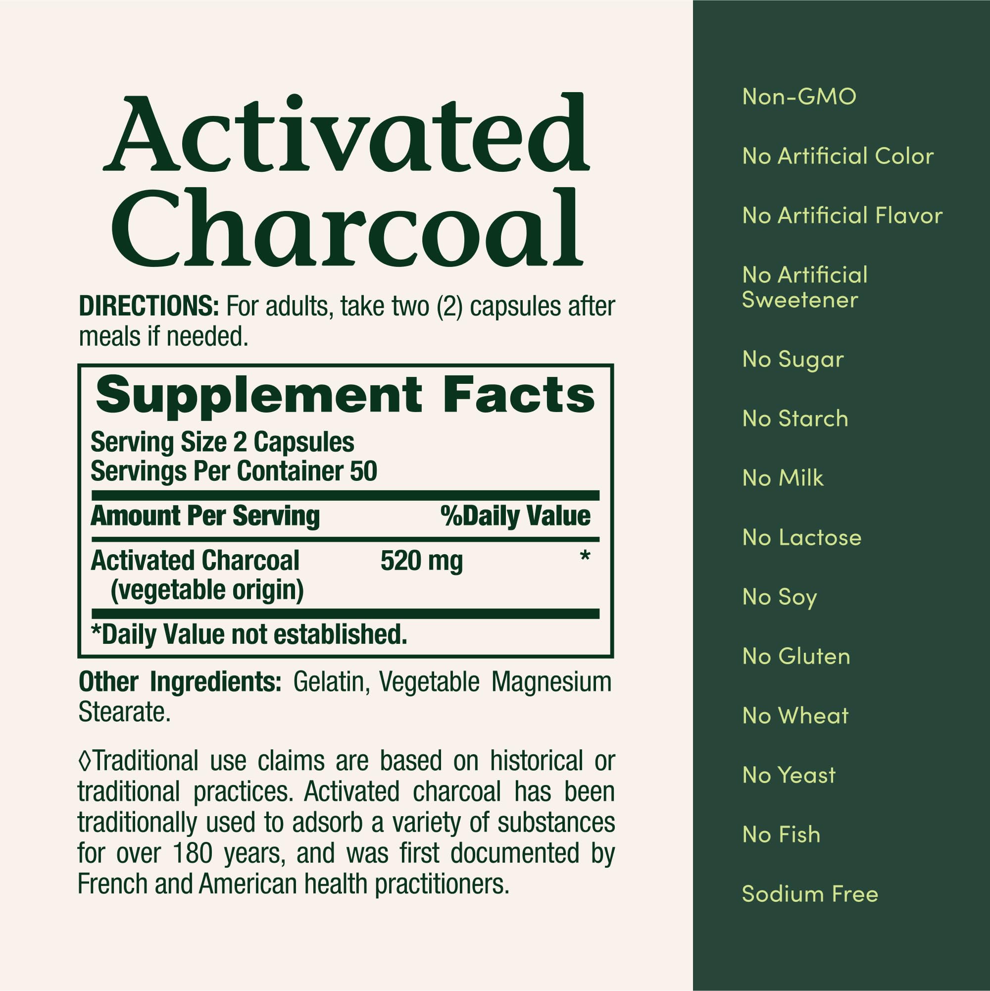 Nature's Bounty Activated Charcoal Capsules with measuring spoon