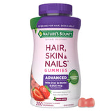Nature's Bounty Advanced Hair Skin & Nails Gummies front view, strawberry flavour