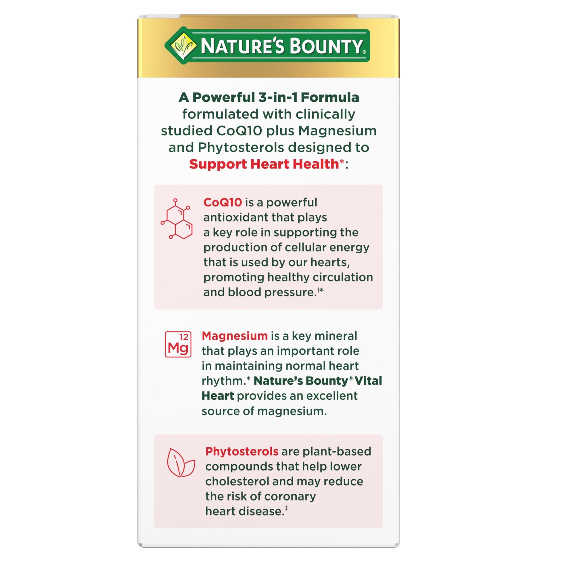 Nature's Bounty Advanced Vital Heart CoQ10 + Magnesium 200mg softgel with a measuring spoon