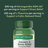 Nature's Bounty Ashwagandha daily wellness Tablets back view with ingredients