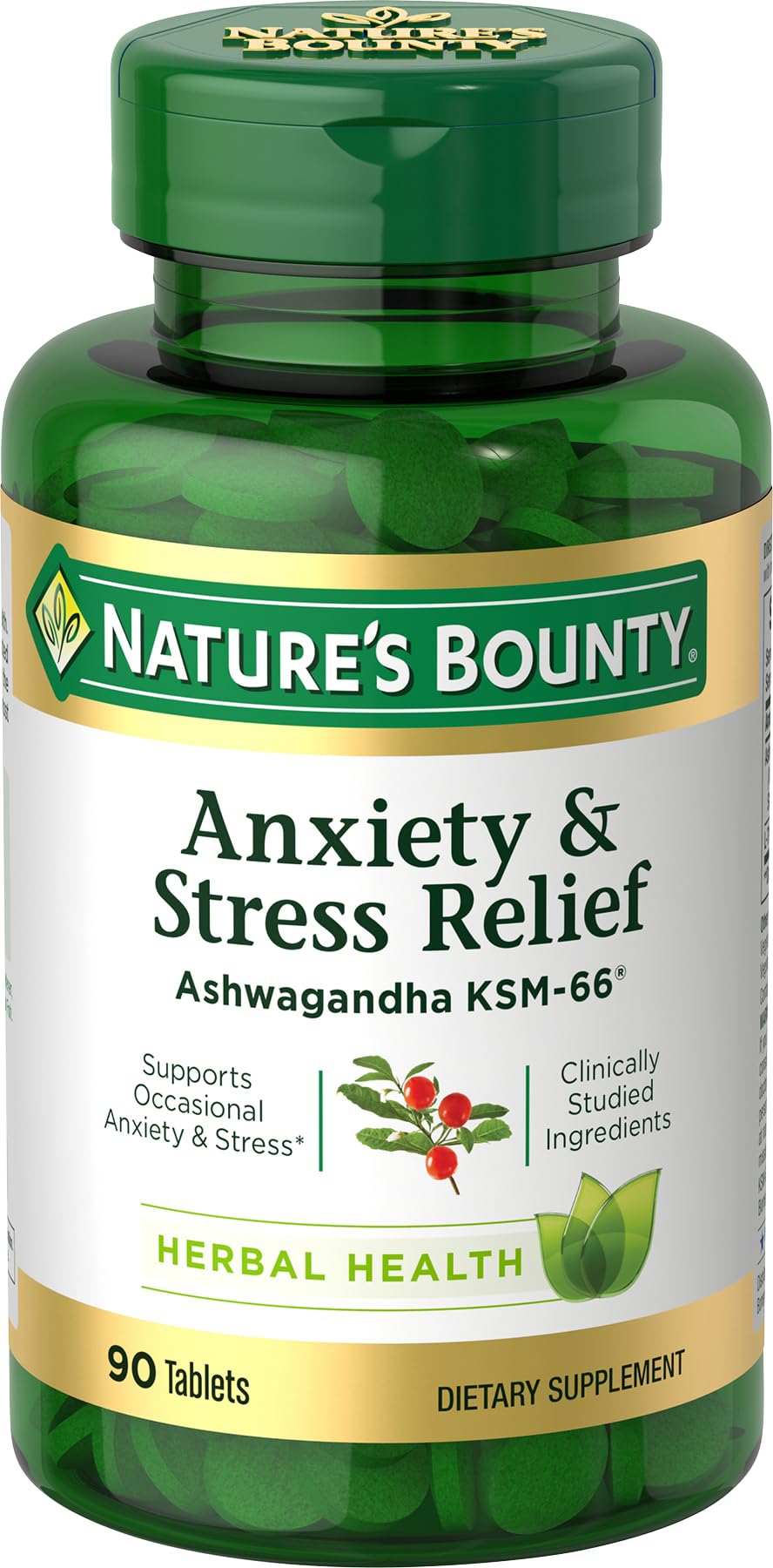 Nature's Bounty Ashwagandha daily wellness Tablets front view