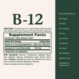 Nature's Bounty B-12 Quick Dissolve Tablets with dosage information