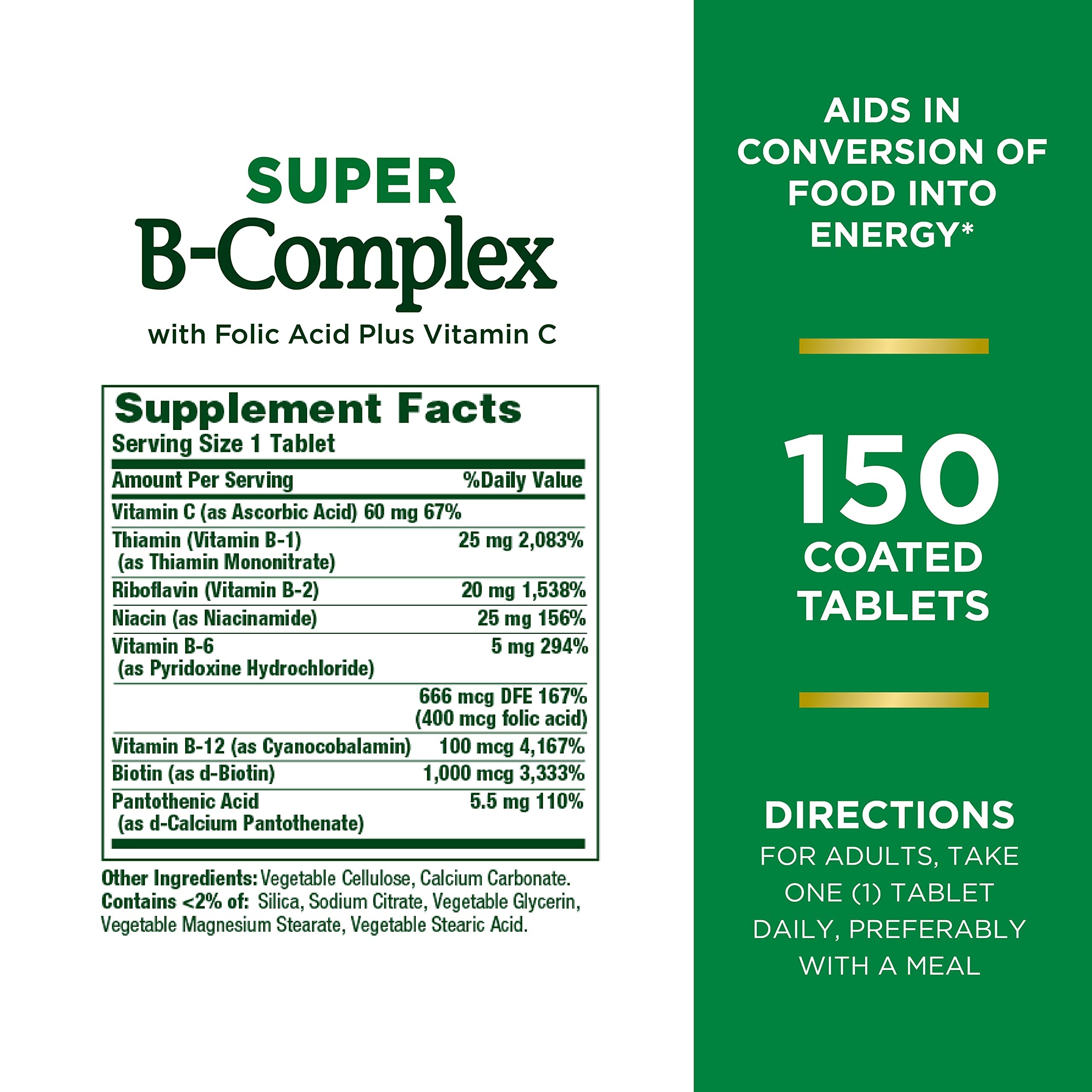 Nature's Bounty B-Complex Vitamins 132g back view