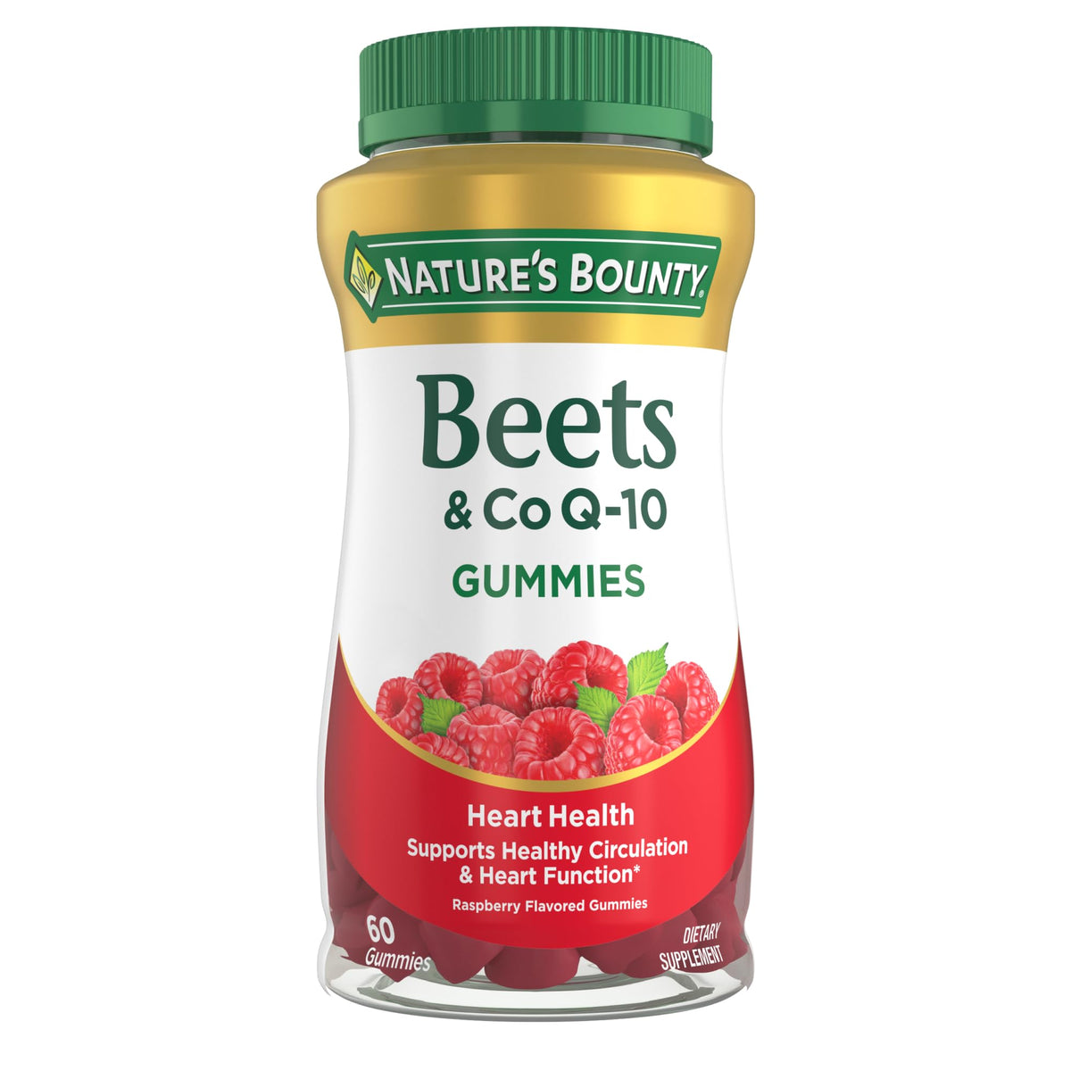 Nature's Bounty Beets & Co Q-10 Gummies front view with raspberry flavour