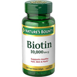 Nature's Bounty Biotin 10,000 mcg softgels front view