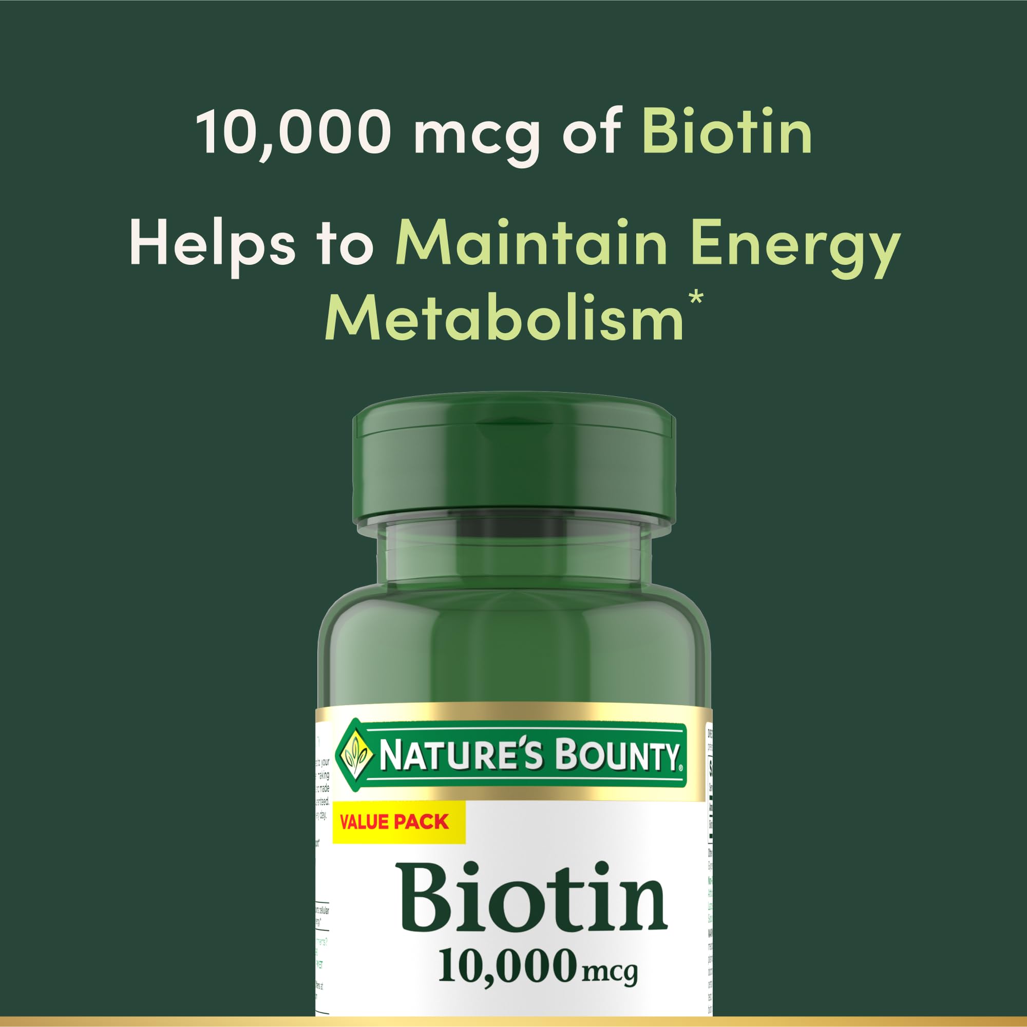 Nature's Bounty Biotin 10000mcg softgels with softgel close-up