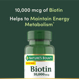 Nature's Bounty Biotin 10000mcg softgels with softgel close-up