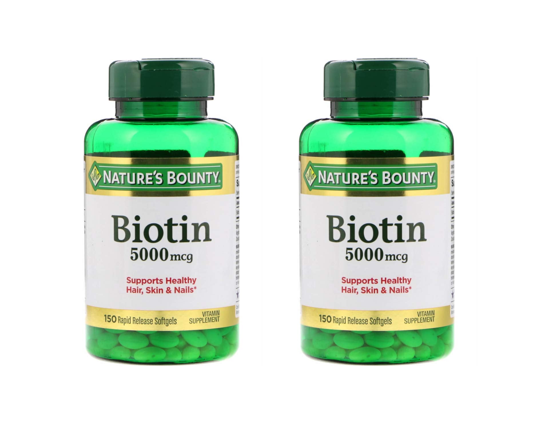 Nature's Bounty Biotin 5000 mcg softgels front view