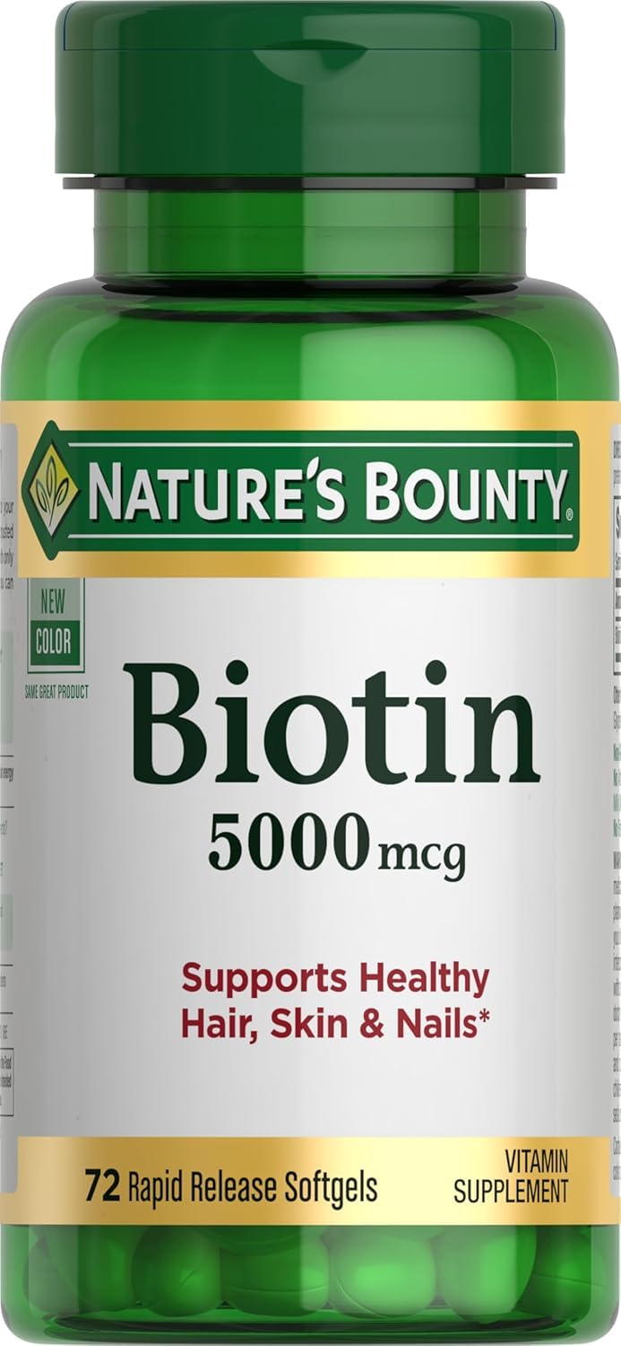 Nature's Bounty Biotin Softgels 5000 mcg bottle front view