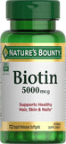Nature's Bounty Biotin Softgels 5000 mcg bottle front view