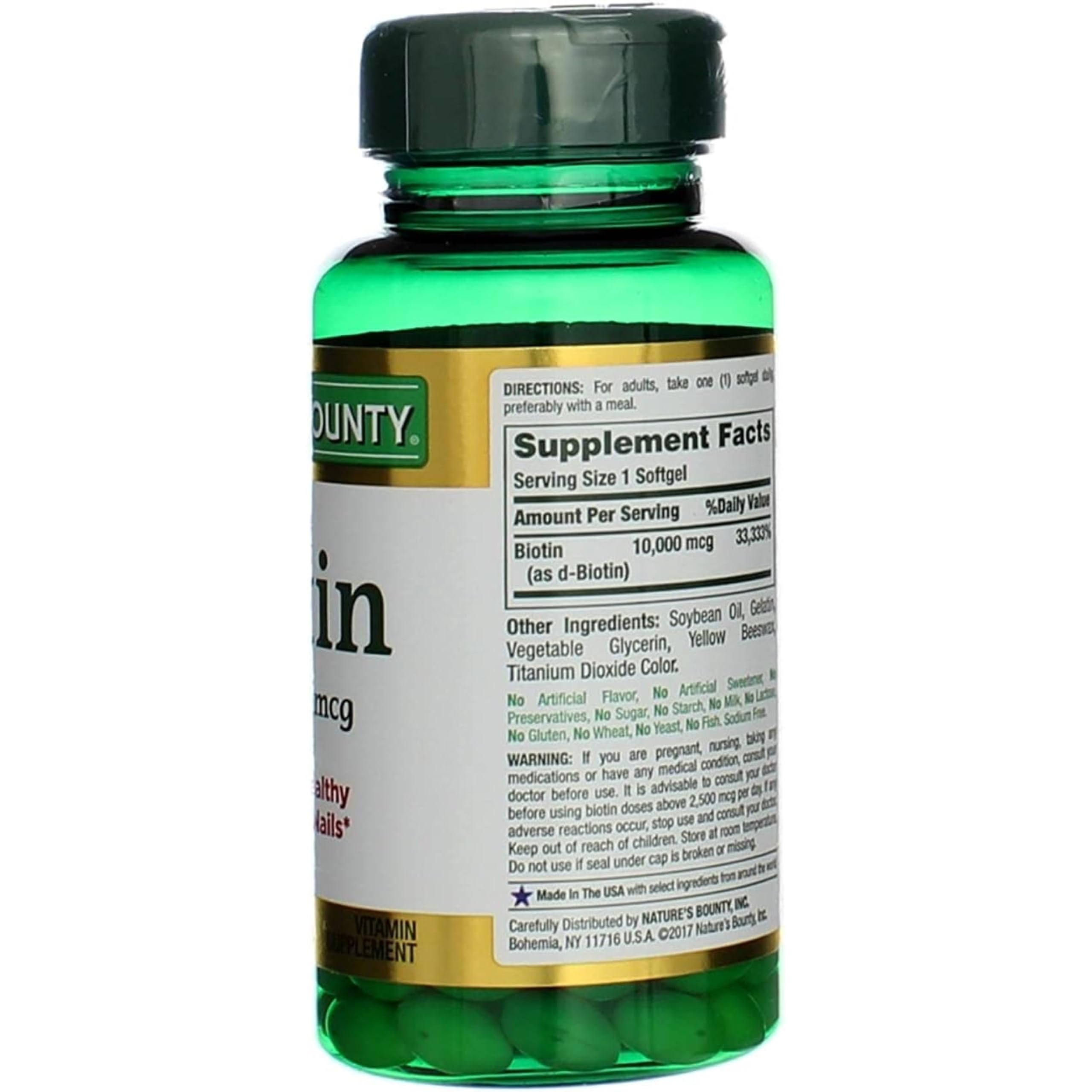Nature's Bounty Biotin softgels with fresh herbs
