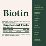 Nature's Bounty Biotin Tablets label with ingredients