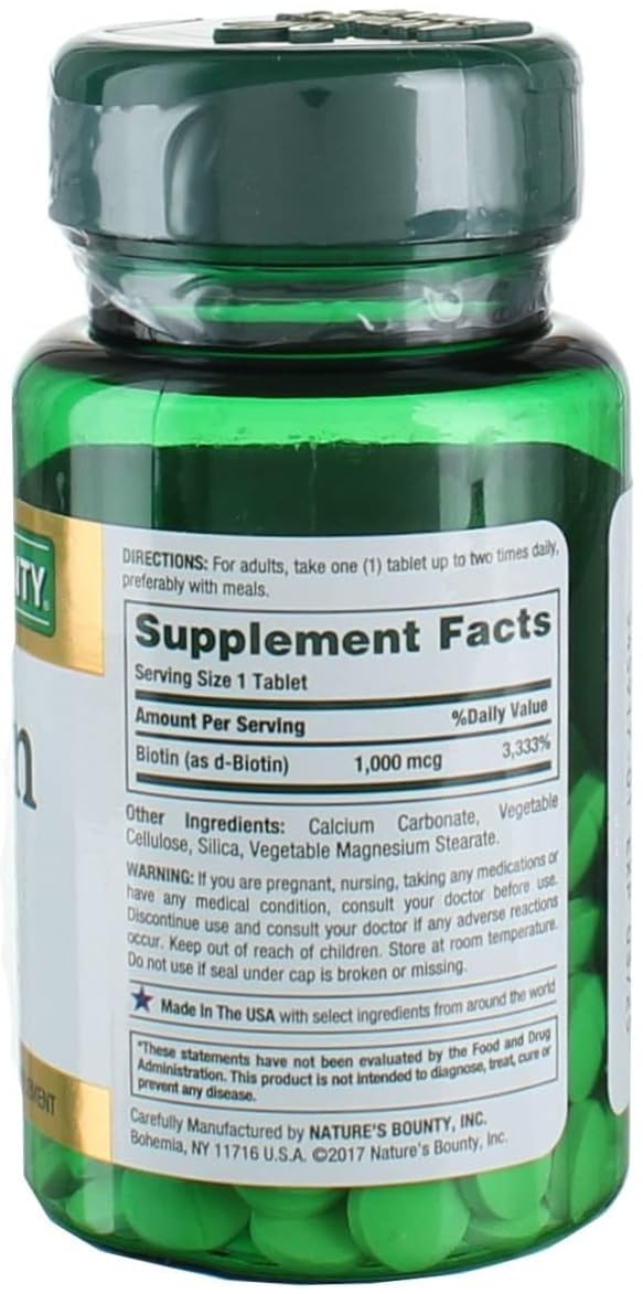 Nature's Bounty Biotin Tablets pack of 2 packaging