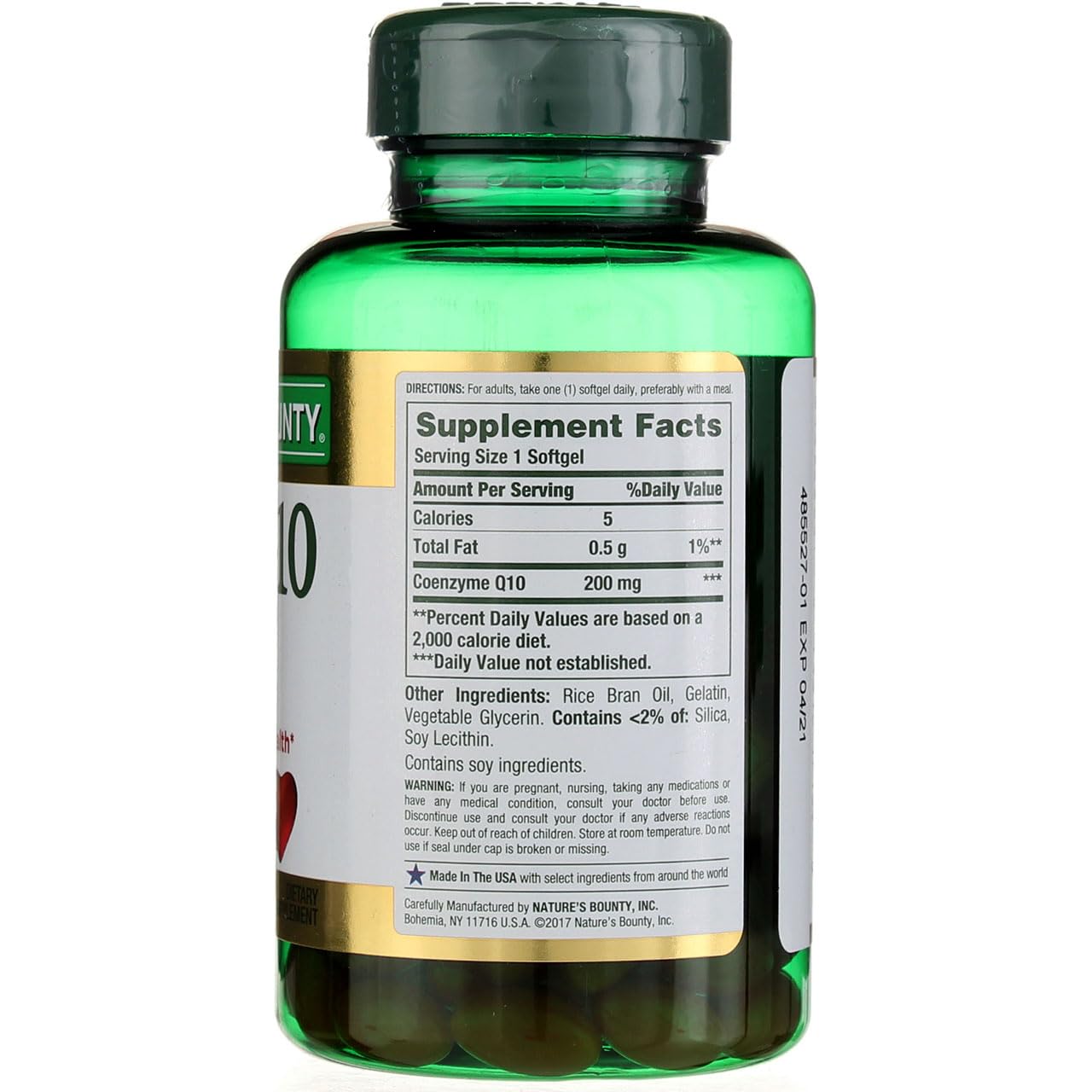 Nature's Bounty Co Q-10 200 mg bottle side view