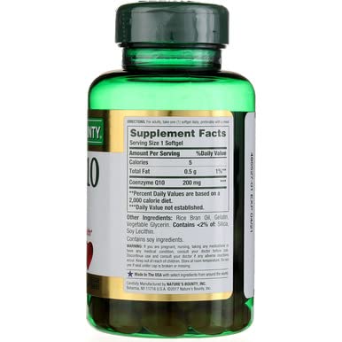 Nature's Bounty Co Q-10 200 mg label close-up