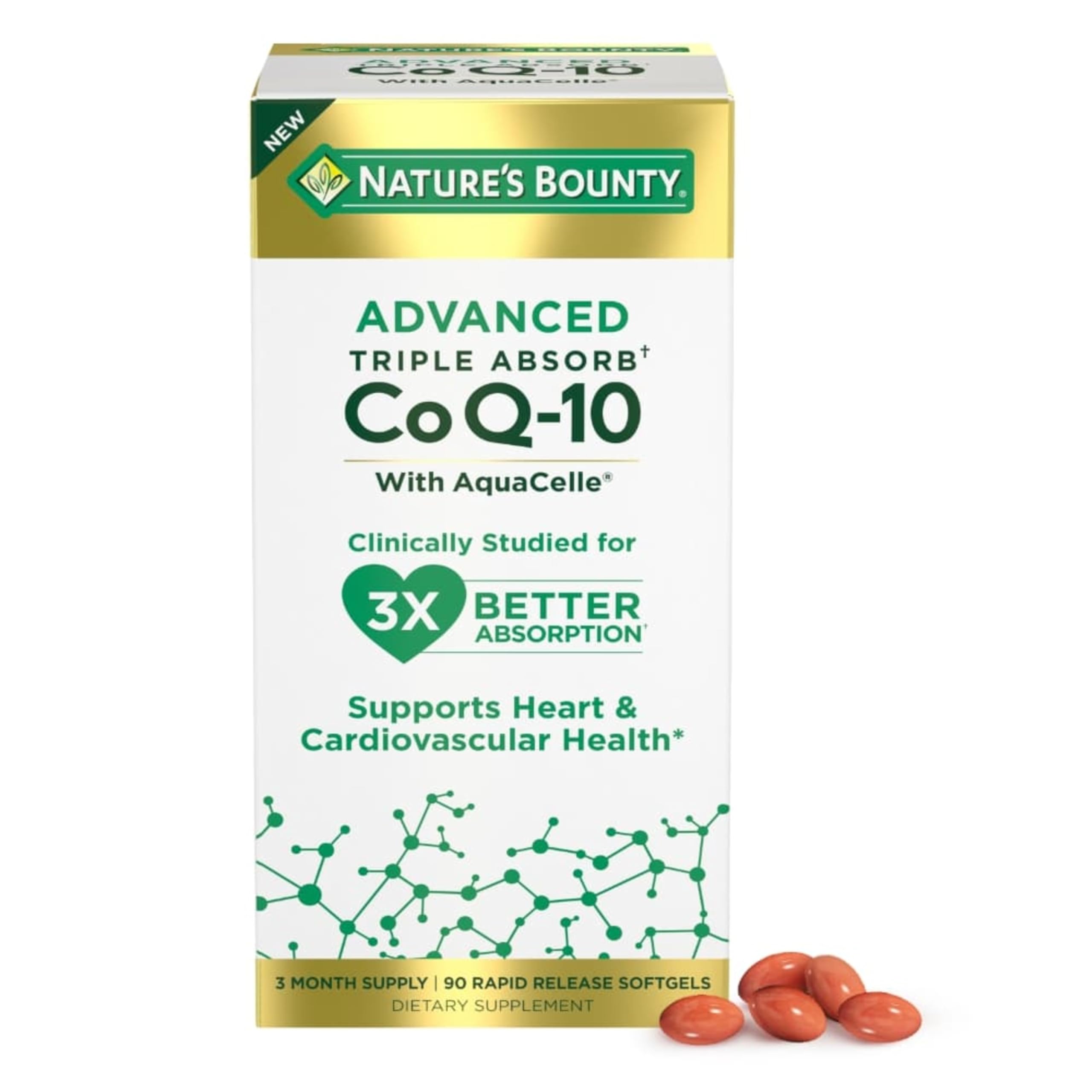 Nature's Bounty Co Q-10 Advanced Triple Absorb supplement front view