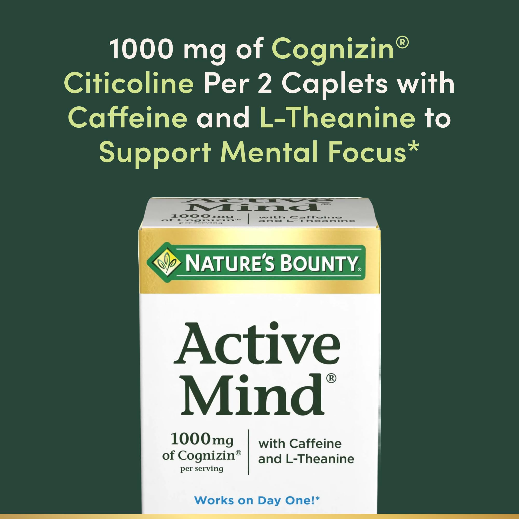 Nature's Bounty Cognizin Citicoline 1000mg Supplement side view