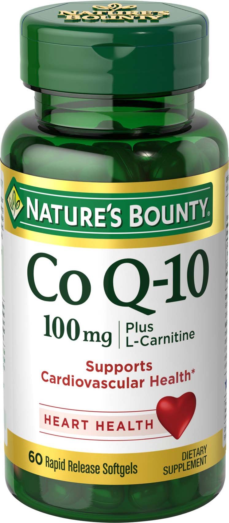 Nature's Bounty CoQ-10 Plus L-Carnitine Softgels front view