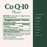 Nature's Bounty CoQ-10 Plus L-Carnitine Softgels with dosage information