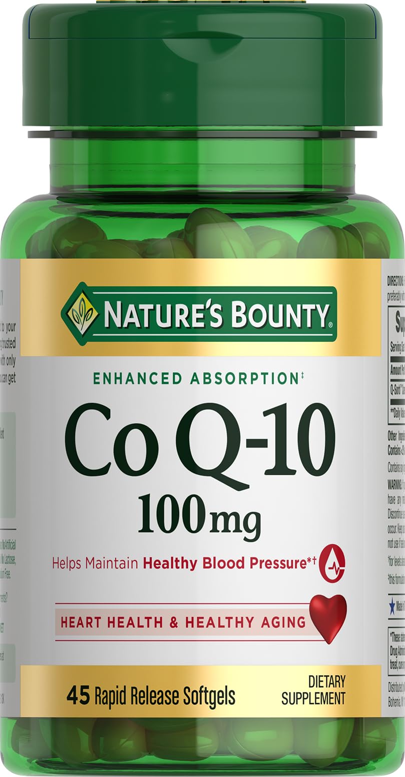 Nature's Bounty CoQ10 100mg Softgels front view, 60 count