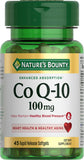 Nature's Bounty CoQ10 100mg Softgels front view, 60 count