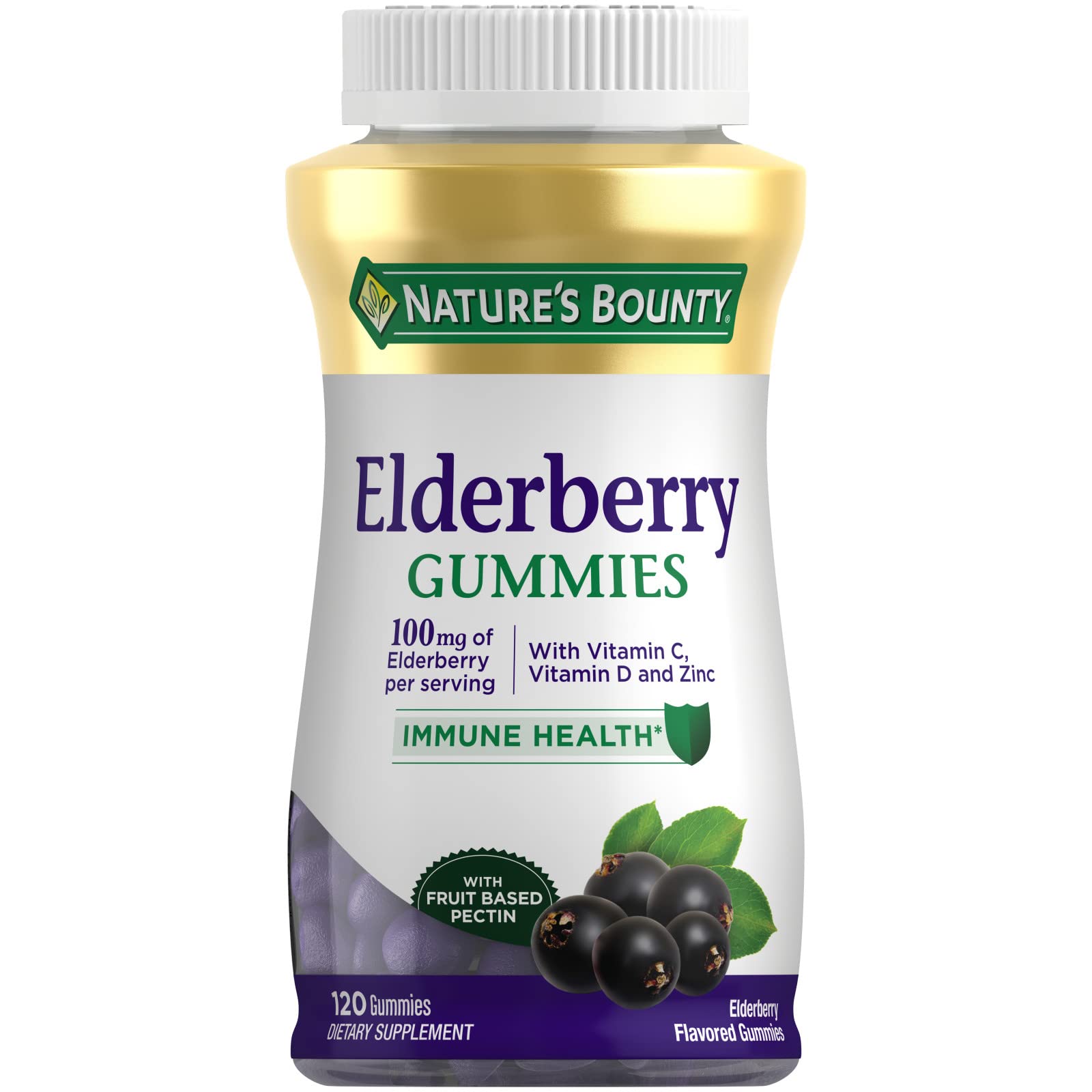 Nature's Bounty Elderberry Gummies 120 count bottle front view