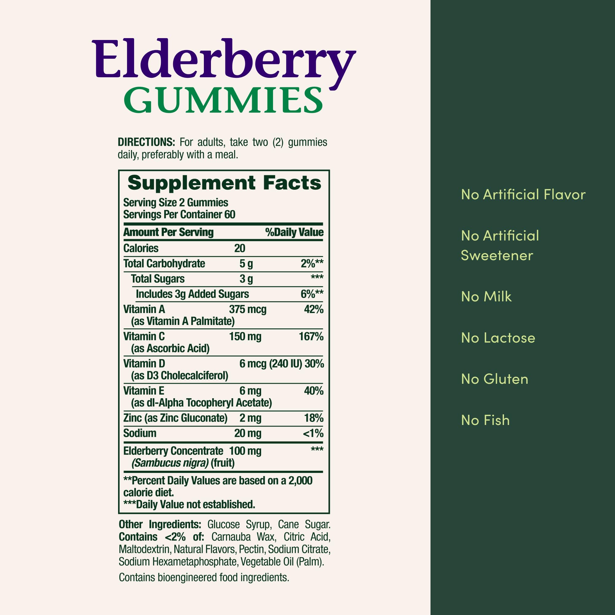 Nature's Bounty Elderberry Gummies on a wooden table with fruits