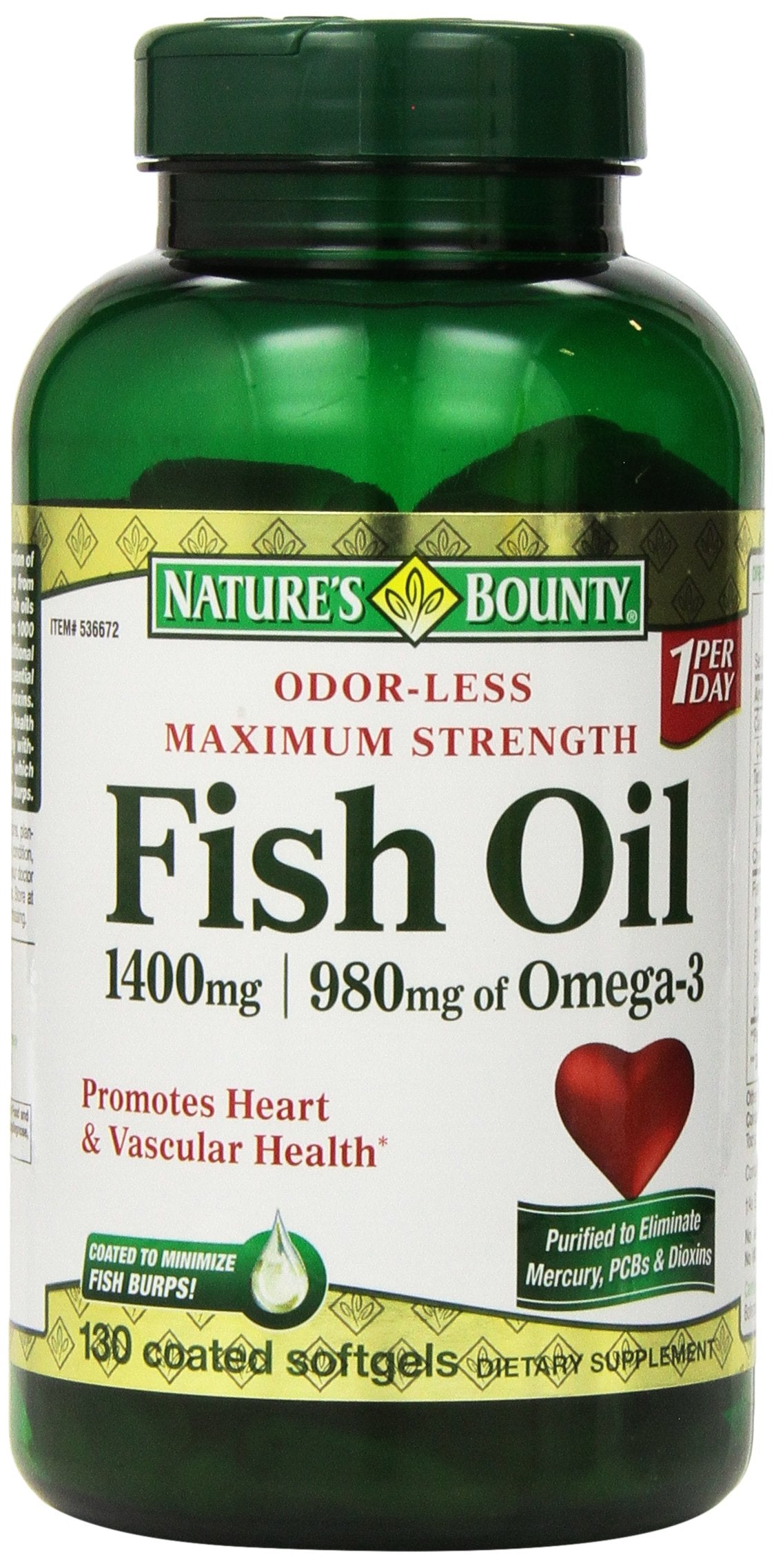 Nature's Bounty Fish Oil 1400 mg 130 Softgels front view