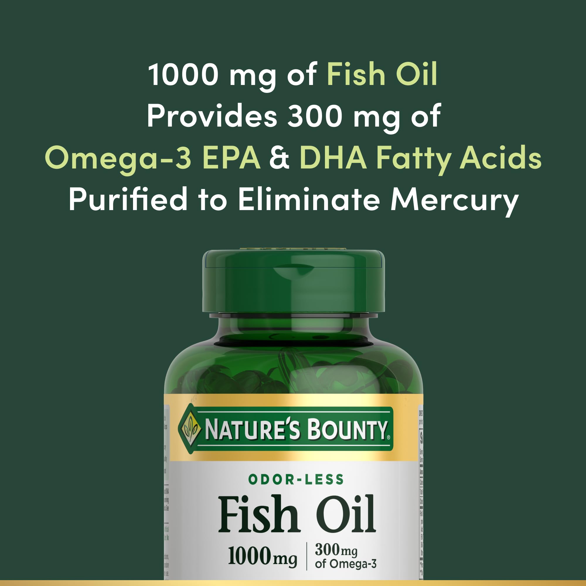 Nature's Bounty Fish Oil Softgels 1000mg bottle with label