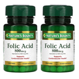Nature's Bounty Folic Acid 800 mcg 250 tablets front view